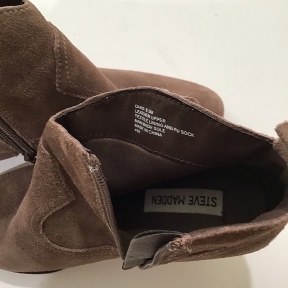 Steve Madden Cian Taupe Suede Leather Tassel Booties fringe rodeo Western heeled - Picture 7 of 7